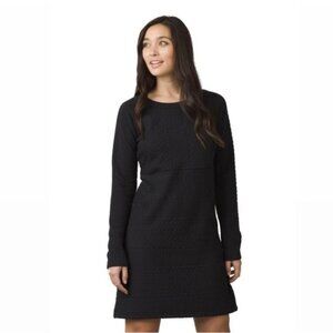 PrAna Black Jacquard Macee Knit Quilted Long Sleeve Dress